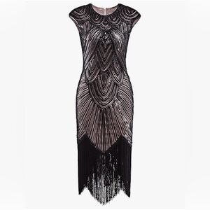 Sequins Tassel Beaded 1920s Flapper Dress
